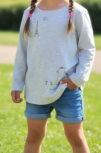 T shirt gris clair taille 5 ans marque Kiabi manches longues